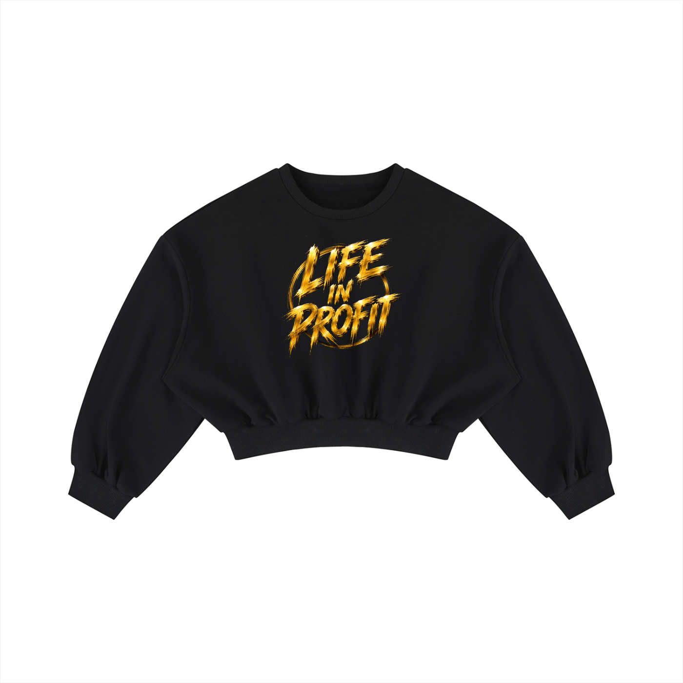 LIFE IN PROFIT Boxy Cropped Crewneck Sweatshirt