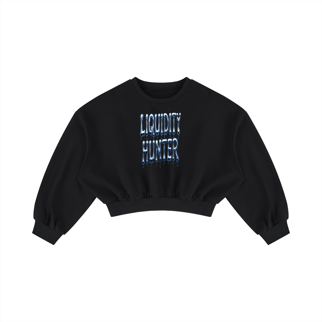 LIQUIDITY HUNTER Boxy Cropped Crewneck Sweatshirt