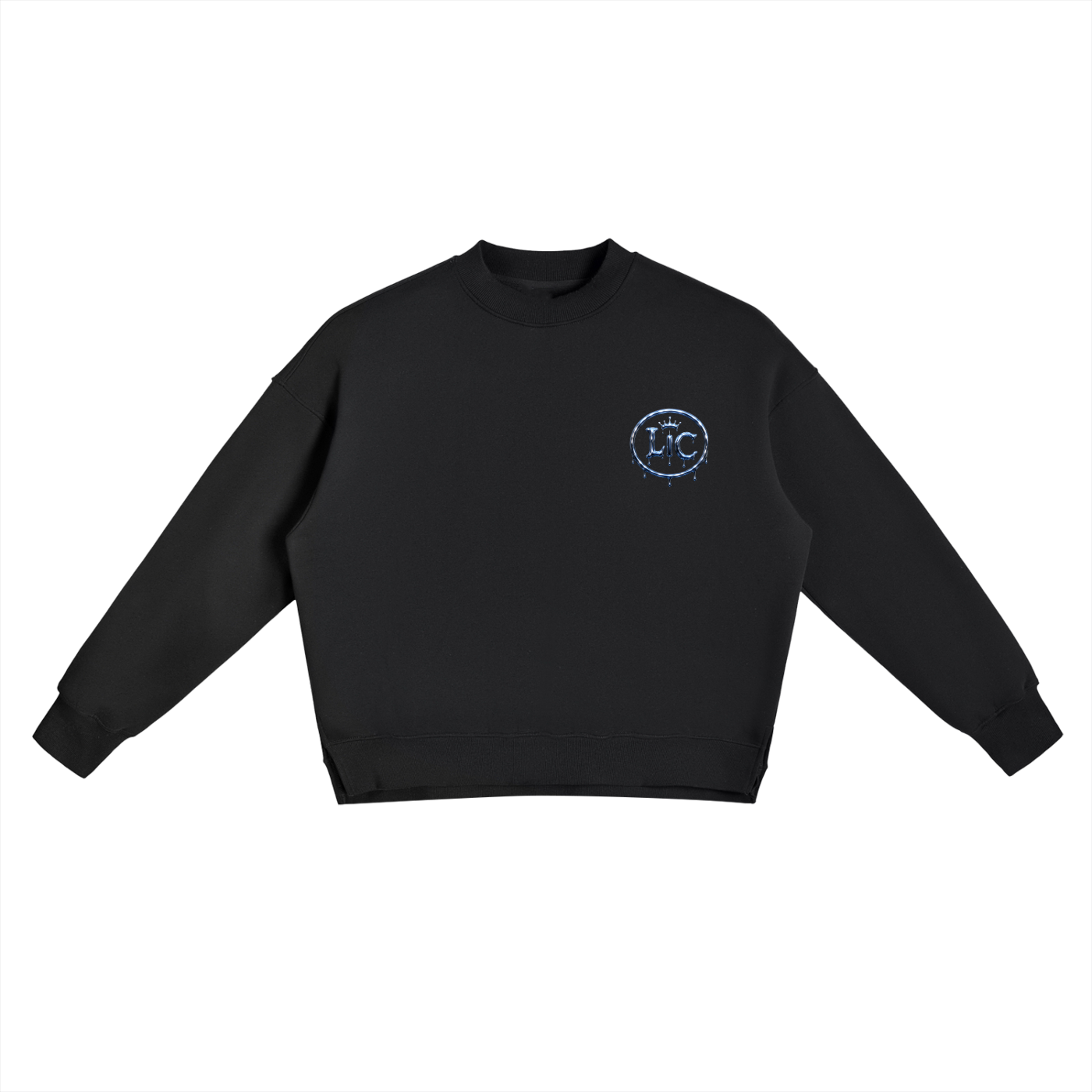 LIQUIDITY HUNTER Fleece Side Slit Crewneck Sweatshirt