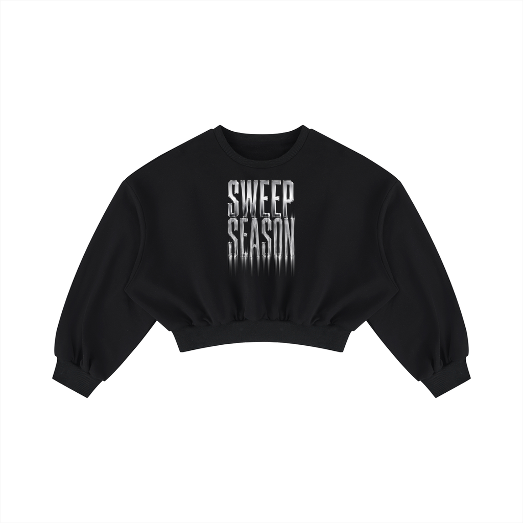 SWEEP SEASON Boxy Cropped Crewneck Sweater