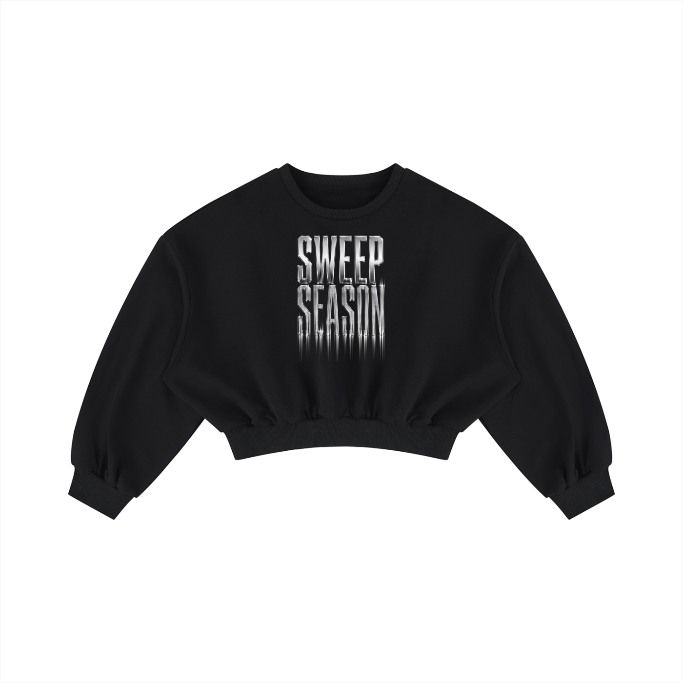 SWEEP SEASON Boxy Cropped Crewneck Sweater