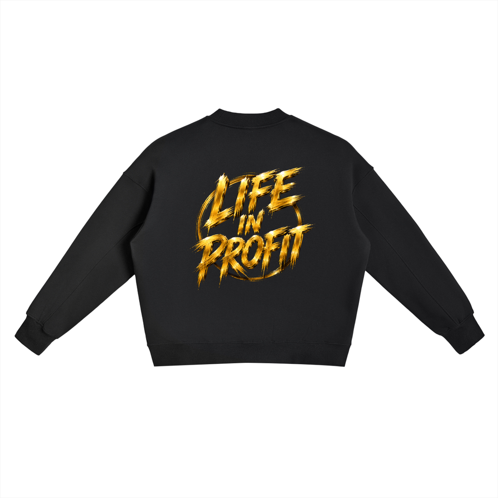 LIFE IN PROFIT Fleece Side Slit Crewneck Sweatshirt